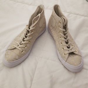 Cream and Gold Canvas Hi-Tops